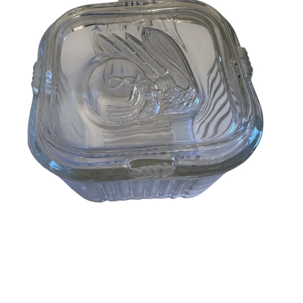 VTG Federal Glass Clear Refrigerator Storage Dishes/Lids Vegetable USA Set of 2 - Picture 8 of 9